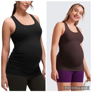Lot of 2 CRZ YOGA Butterluxe Maternity Ruched Racerback Tank Tops